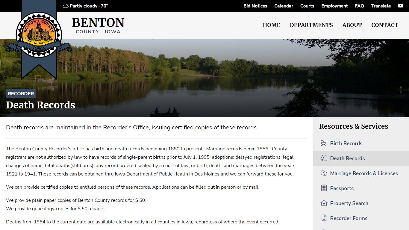 Death Records | Benton County, Iowa