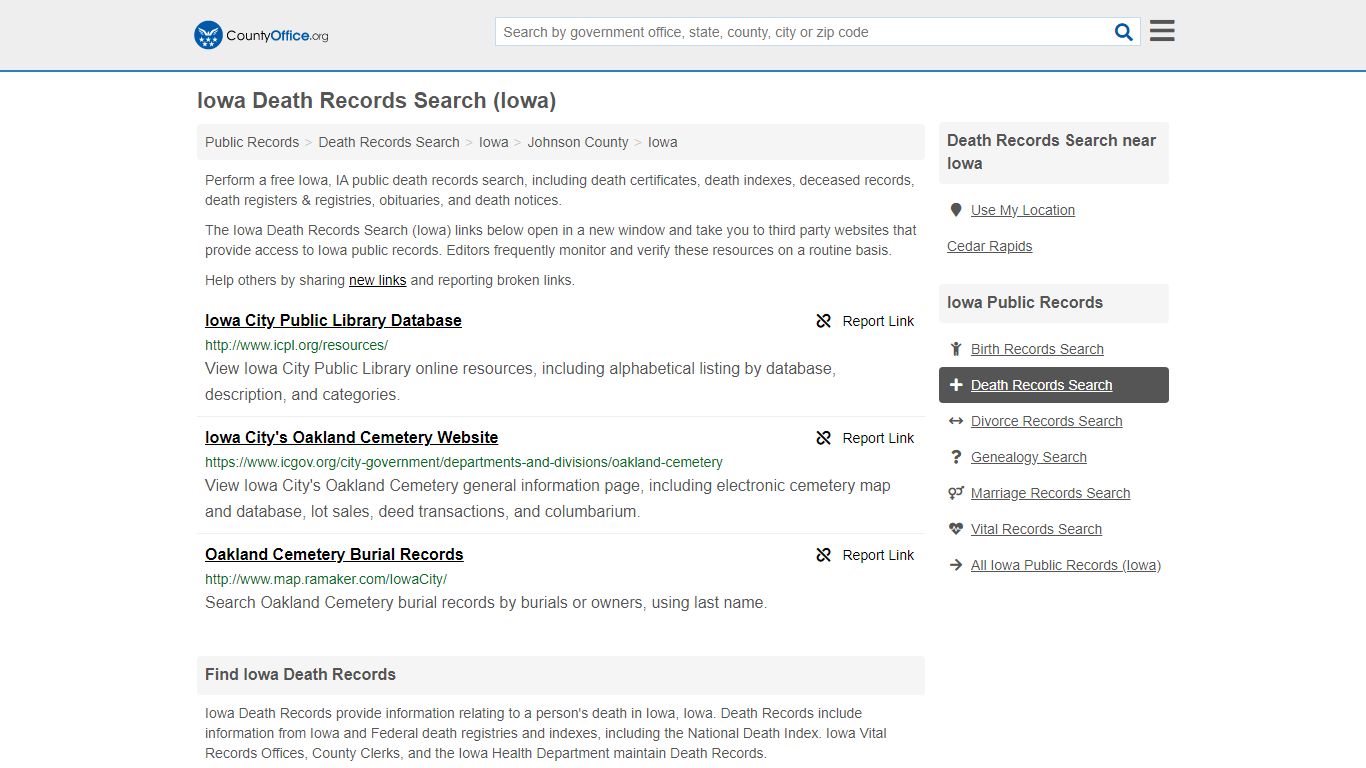 Death Records Search - Iowa, IA (Death Certificates & Indexes)